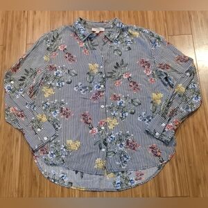 NWOT Como Vintage Floral Striped Button-Up Shirt